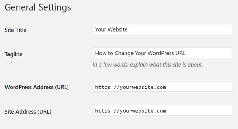 how to change wordpress url