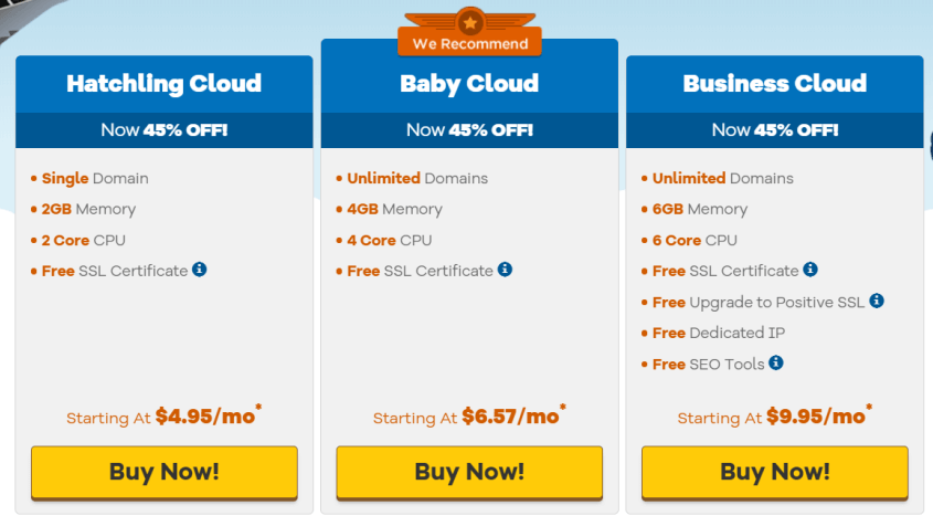 HostGator Cloud Hosting Plans