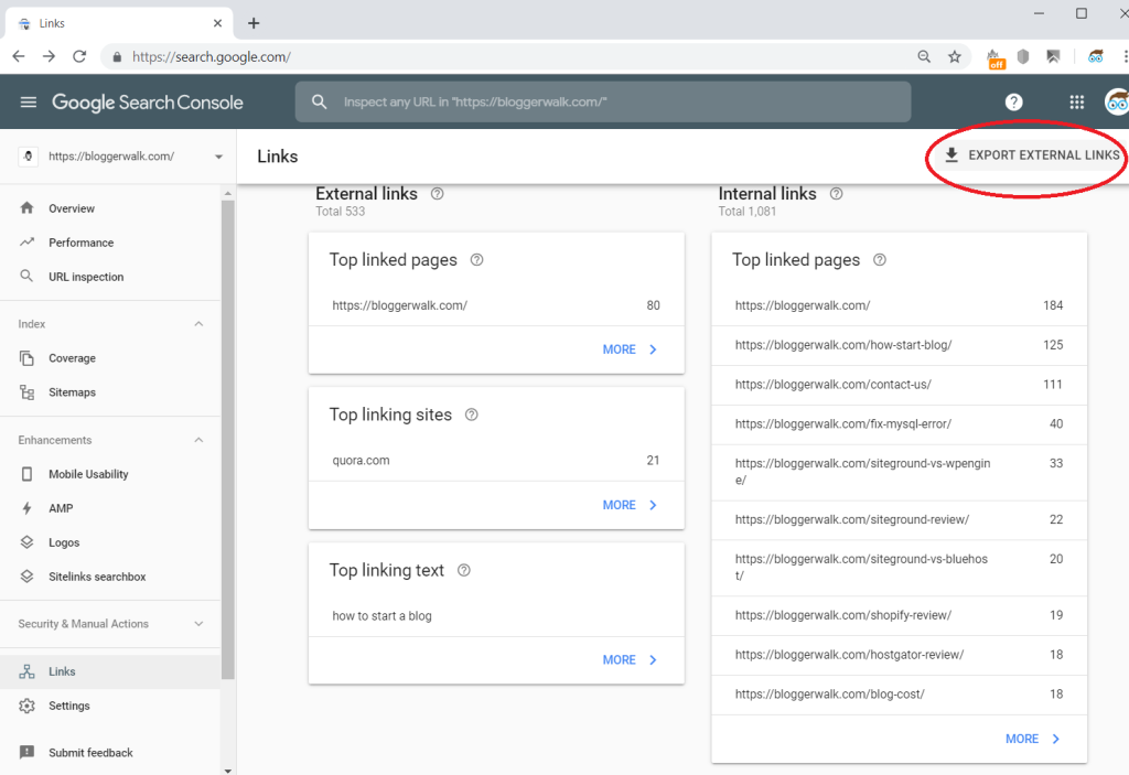 how to check backlinks in google search console