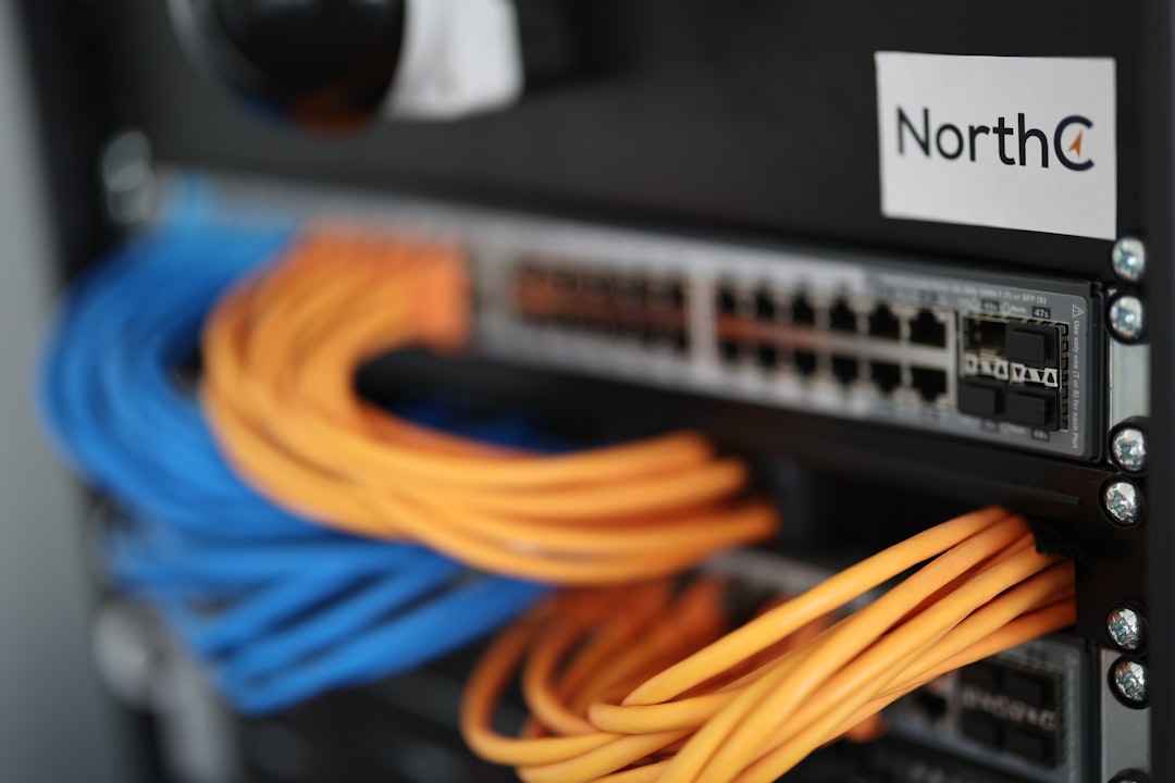 a close up of a network switch box router modem internet speed