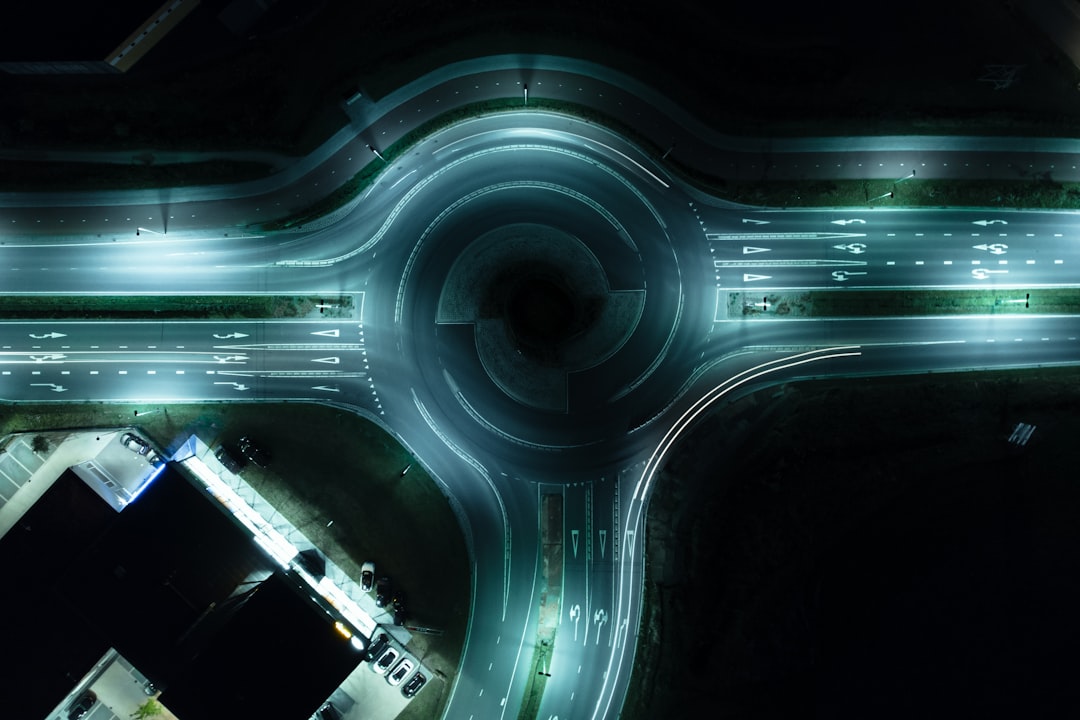 an aerial view of a highway intersection at night langchain roadmap enterprise ai future of agents