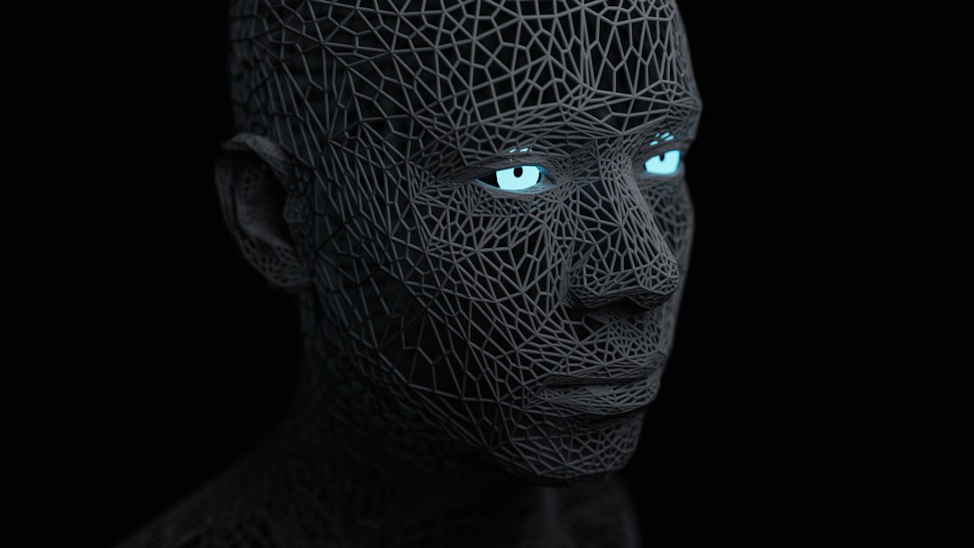 a man with blue eyes and a black background artificial intelligence account based marketing data analysis