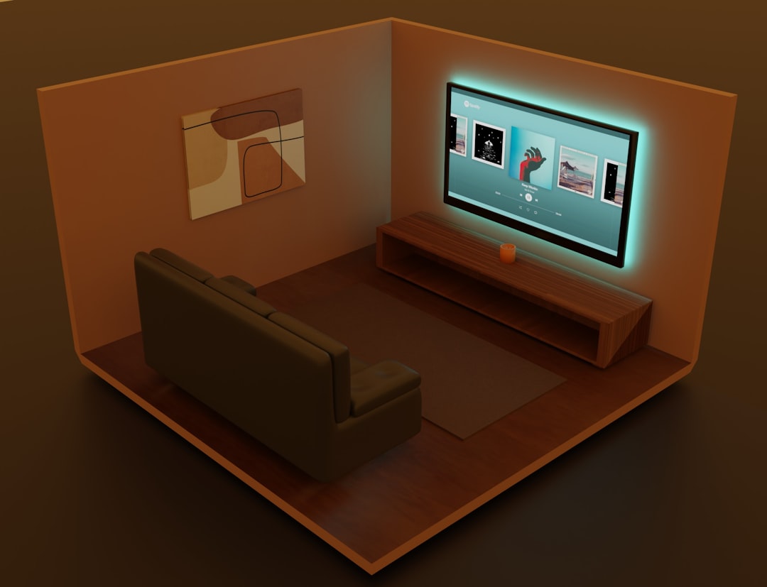 small room projector setup living room entertainment system short throw projector on table