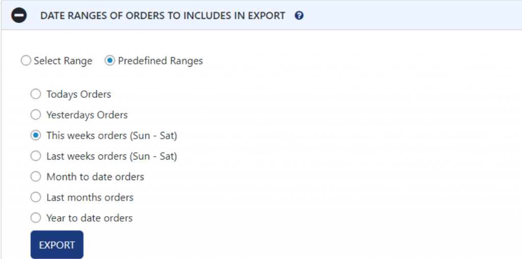 WooCommerce Order Export Date ranges in the main export screen