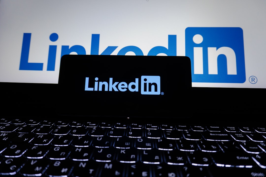 linkedin logo displayed on a laptop screen social media search profile