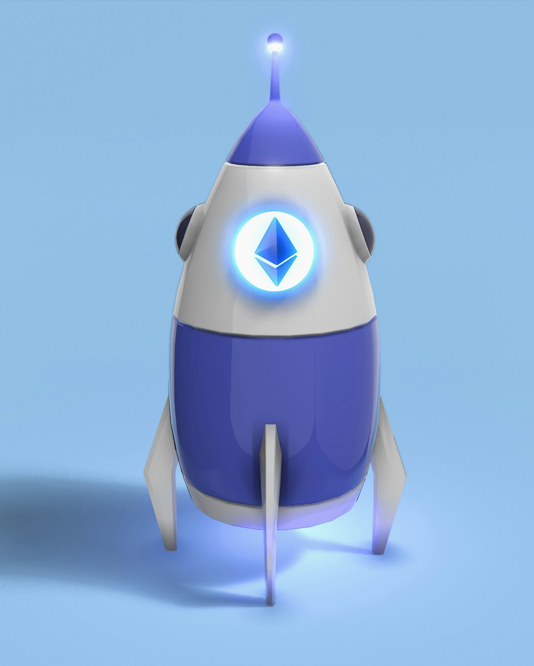 a blue and white robot with a light on its head exchange server owa ecp settings