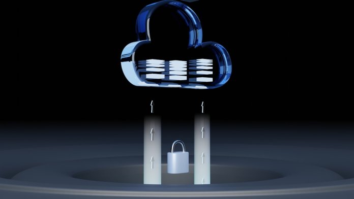 a blue and white logo cloud server, data privacy, information security