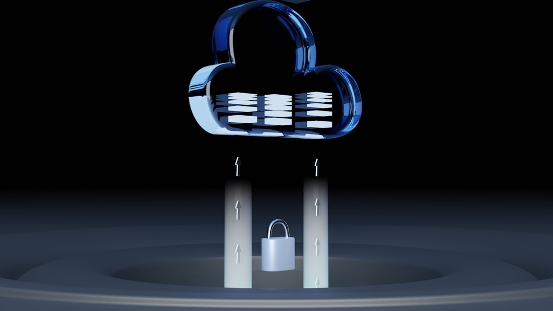 a blue and white logo image upload cloud storage data privacy risk