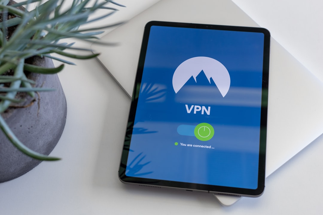 black tablet computer turned on displaying vpn vpn features list technology icons data protection