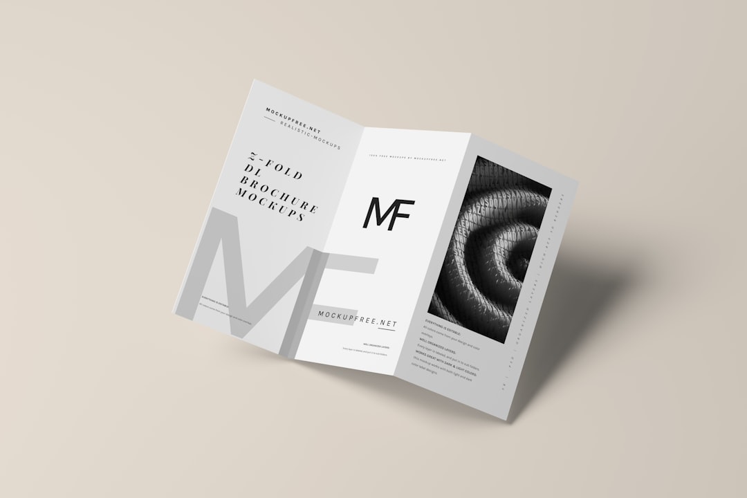 a folded brochure with a black and white photo minimalist blog brine template mobile friendly layout