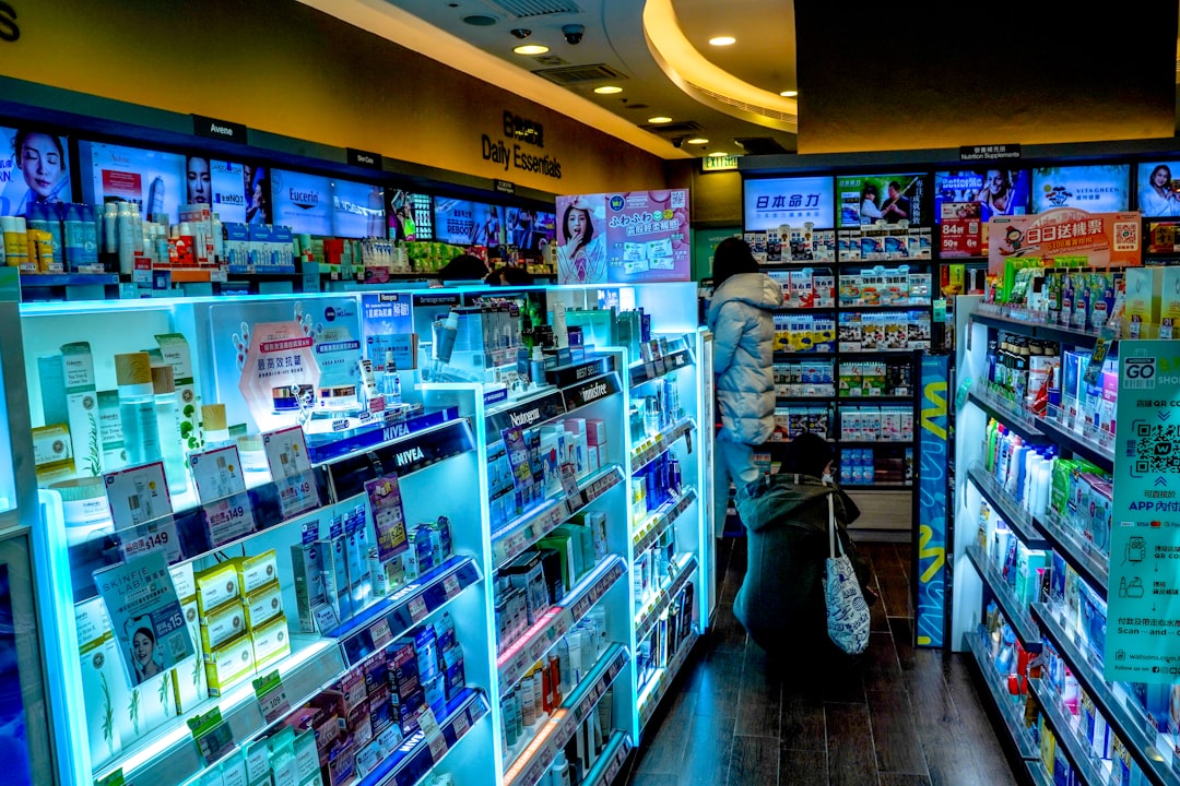 a store filled with lots of different types of items electronic shopping adapters safe electronics