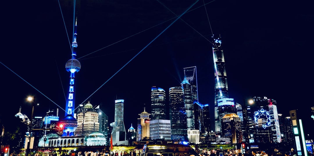 city buildings during night time digital transformation banking technology blockchain integration fintech growth