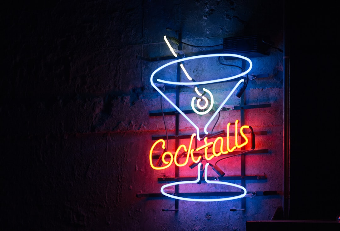 cocktalls neon signage skull cocktail bar logo moody edgy dark bar