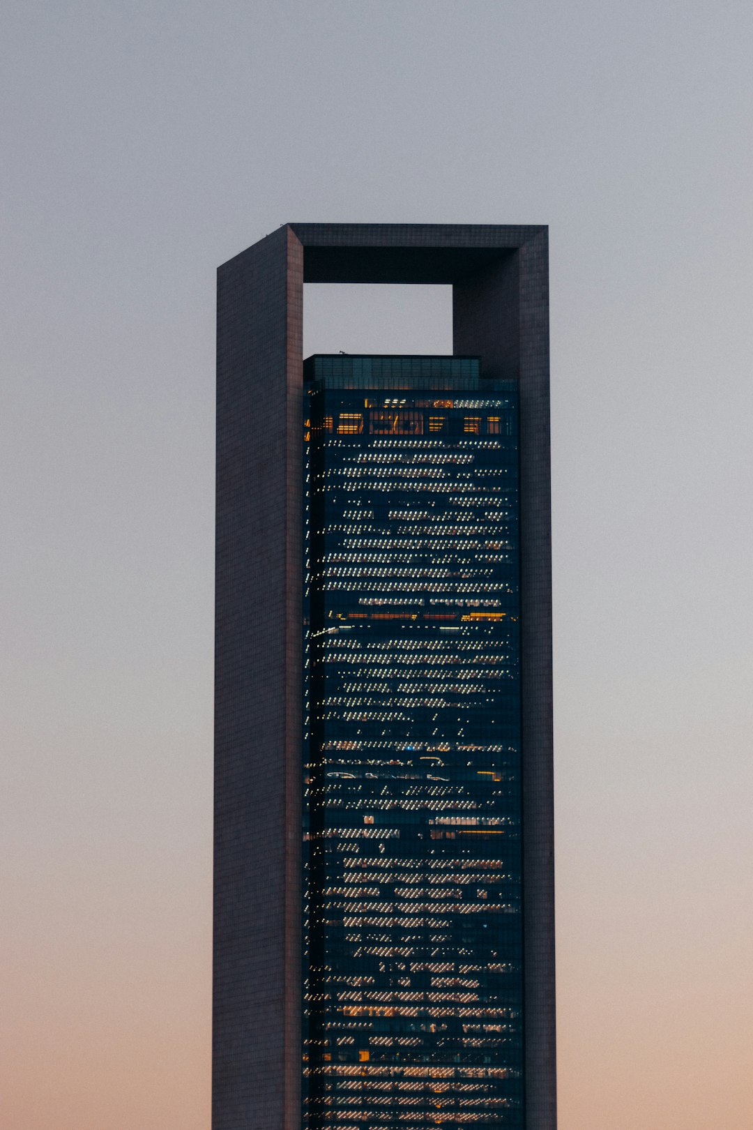 a very tall building with a lot of text on it windows search files directory structure text files list