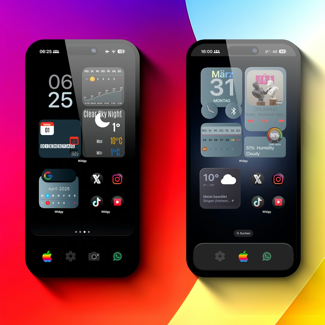 two stylized iphones with custom home screens low budget smartphone outdated phone features entry level user 1
