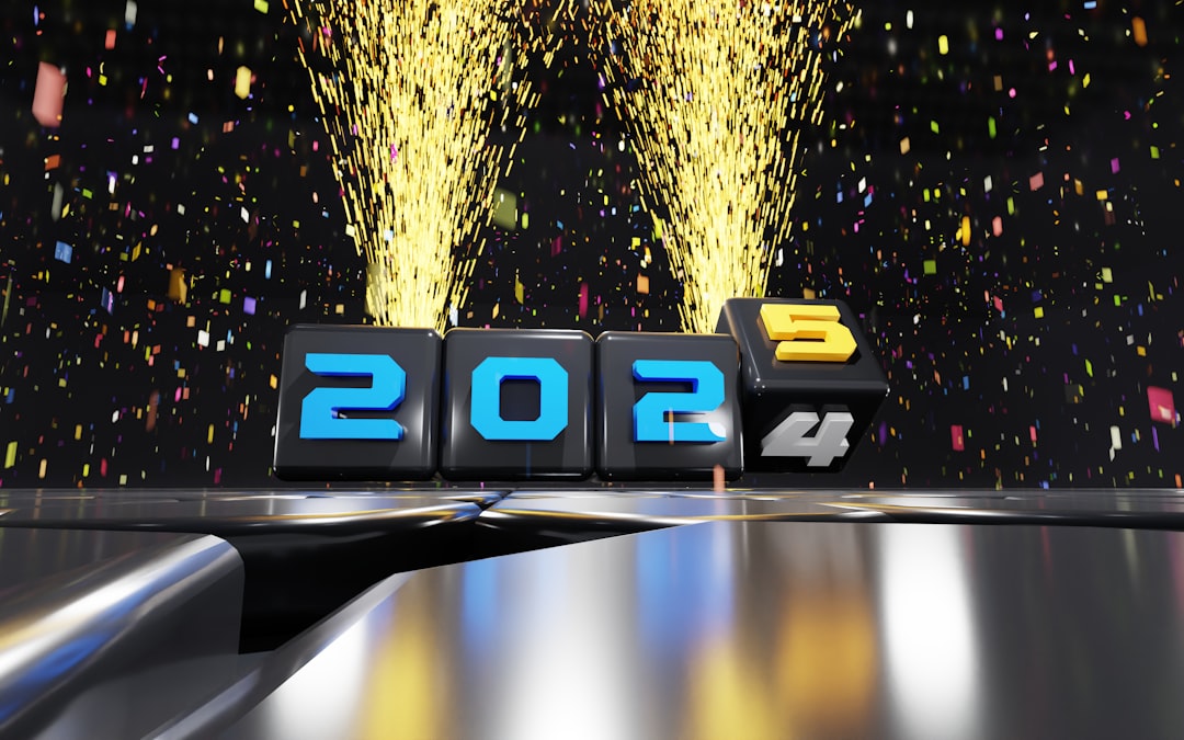 a digital image of a podium with numbers and confetti bonus check video game studio game team celebration