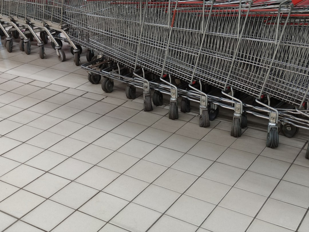 a row of empty shopping carts in a store angry customer screen shopping cart error
