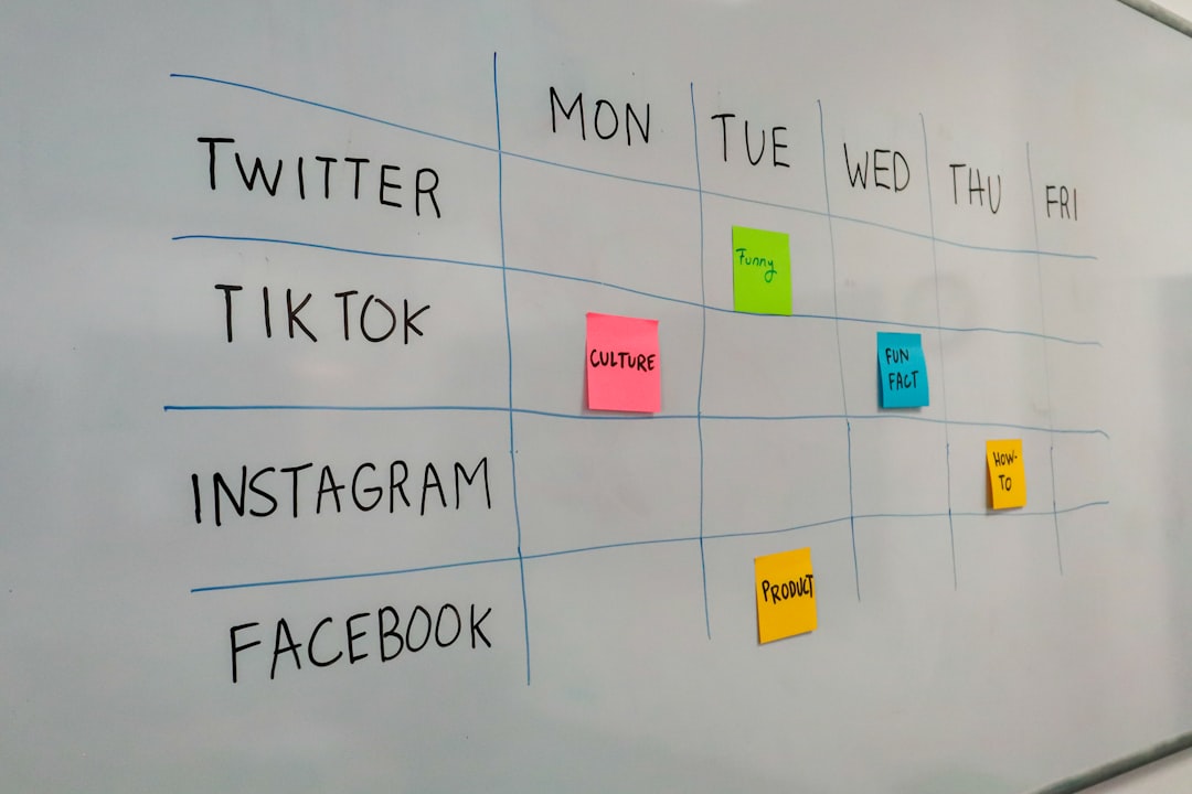 a white board with post it notes on it social media calendar visual planning later app