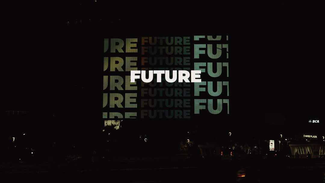 the image showcases the word future on a building futuristic digital art interface ethical ai concept balance scale with technology creative innovation