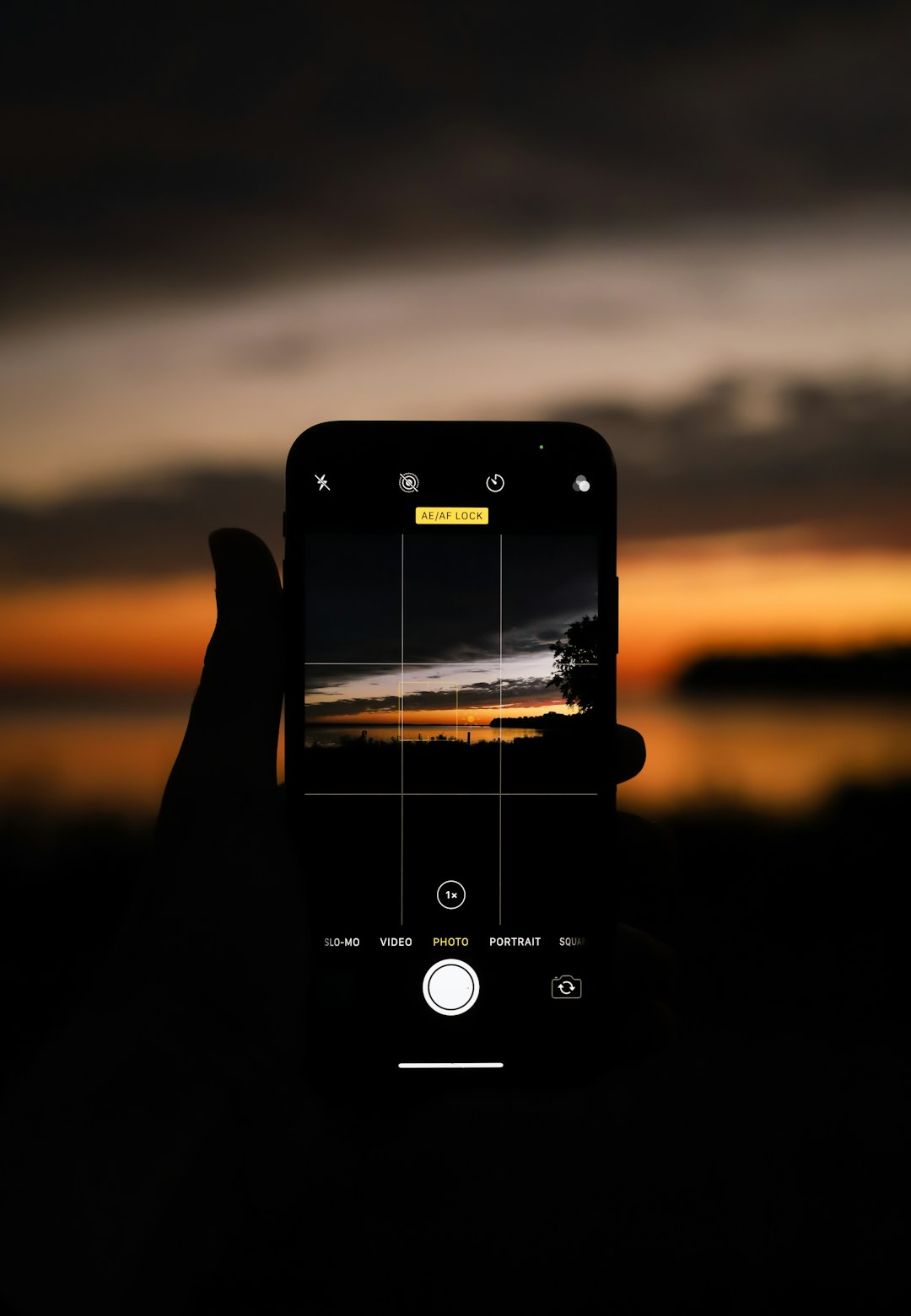 person taking photo of sunset dashboard web app photo gallery mobile settings 1