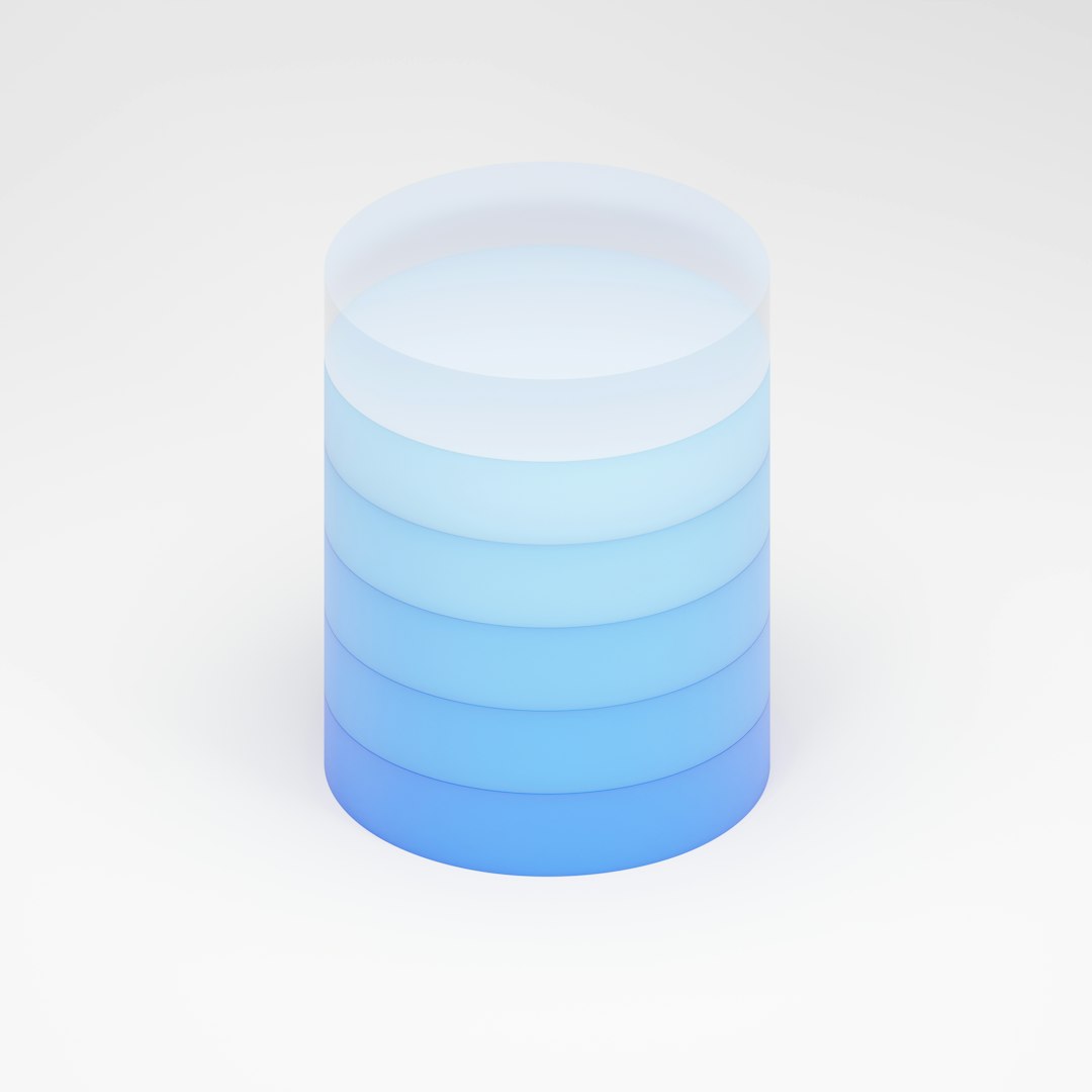 a stack of stacked blue and white plates database migration data transfer progress bar server