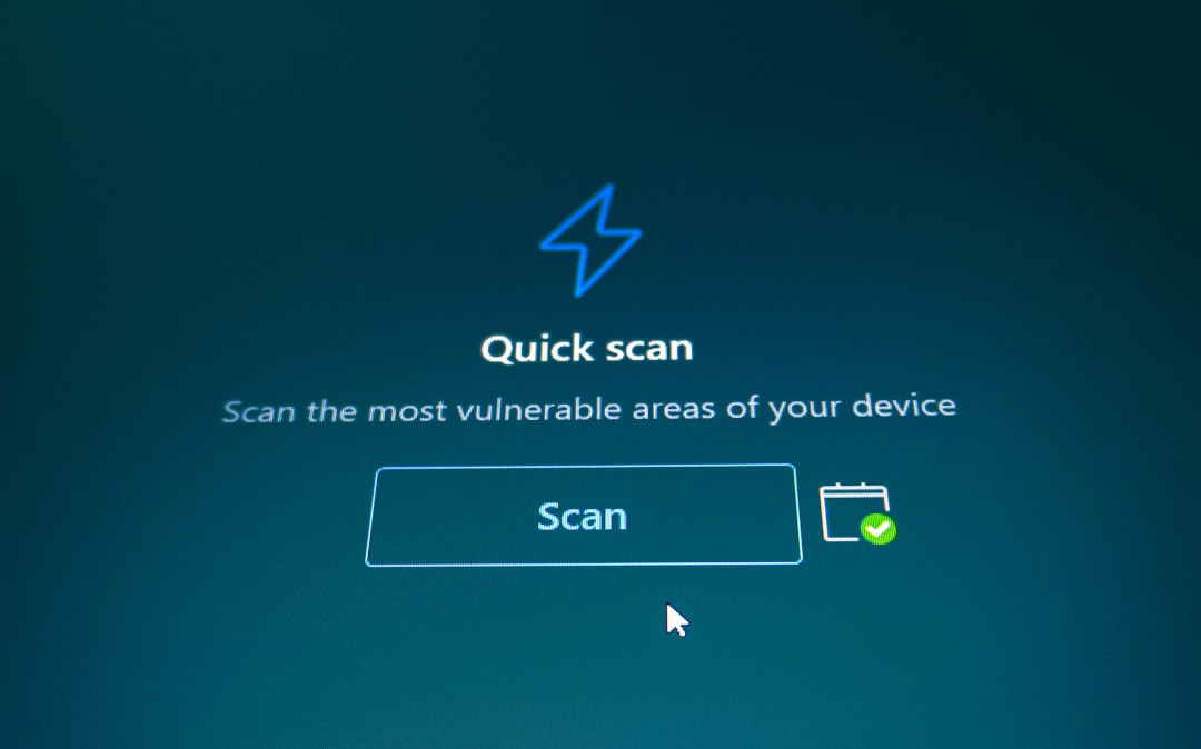 quick scan button on a blue background secure browser interface recording settings privacy shield icon on laptop screen capture controls