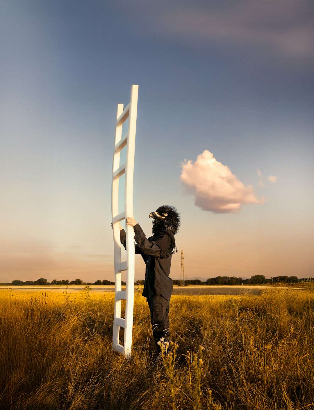 person climbing a ladder in a field field engineer tablet oil pipeline inspection digital data entry outdoor